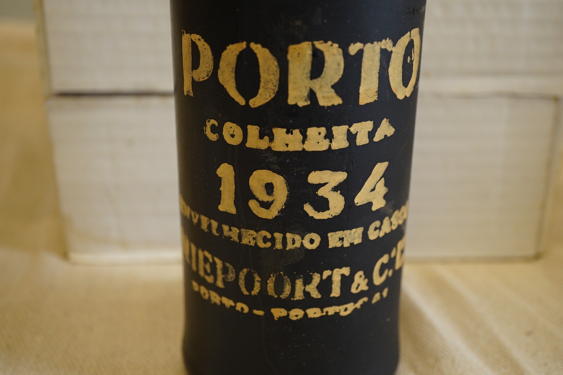 A bottle of 1934 Port Colheita Niepoort & Co vintage port